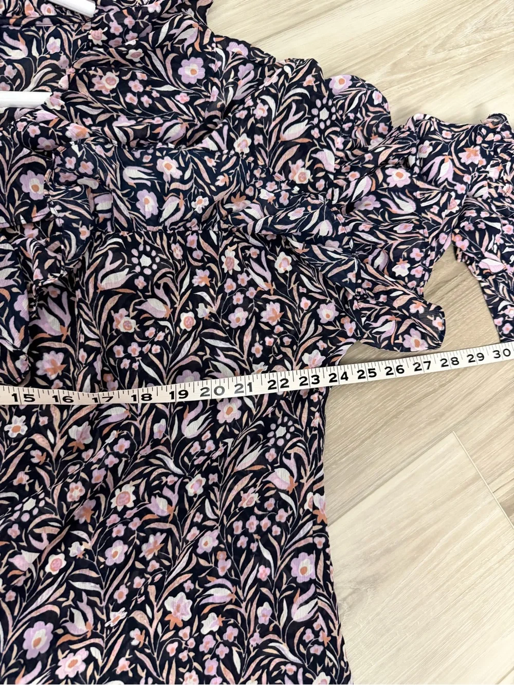 J. Crew Black Floral Ruffle-Sleeve Blouse with Pink Print Sz XL